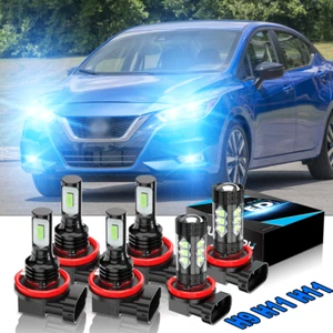 For Nissan Versa 2020 H11 led Headlight Hi/Lo + Fog Light Bulbs Combo KIT Blue - Picture 1 of 12