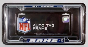 St Louis Rams NFL EZ View 4 corner Chrome Metal License Plate Frame - Picture 1 of 5
