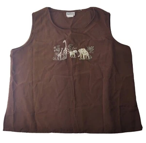 Bon Worth Womens brown petite XL 100% polyester animal print sleeveless - Picture 1 of 4