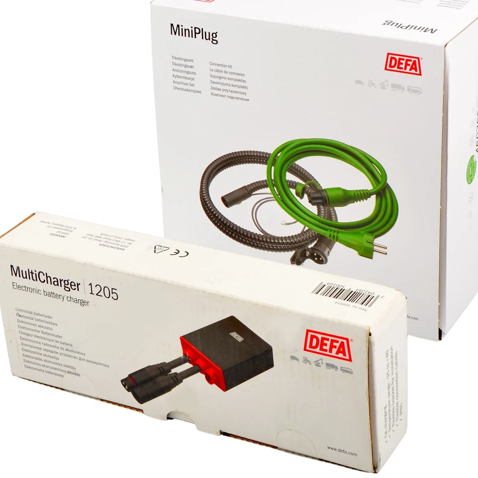 DEFA 450016 Batterie Ladegerät 12V 5A + 460785 WarmUp Anschluss Set 2,5m - Bild 1 von 1