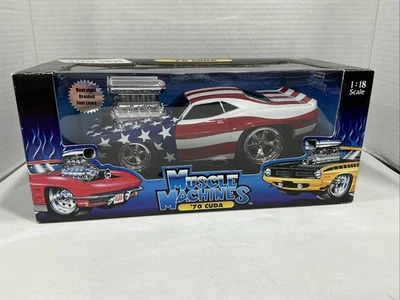 Muscle Machines American Flag '70 Cuda  California Too Hot 1:18 Scale Die Cast - Image 1 of 4
