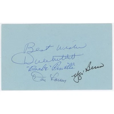 Don Larsen Signed Perfect Game YOGI BERRA & DALE MITCHELL & BABE PINELLI JSA LOA - Image 1 of 2