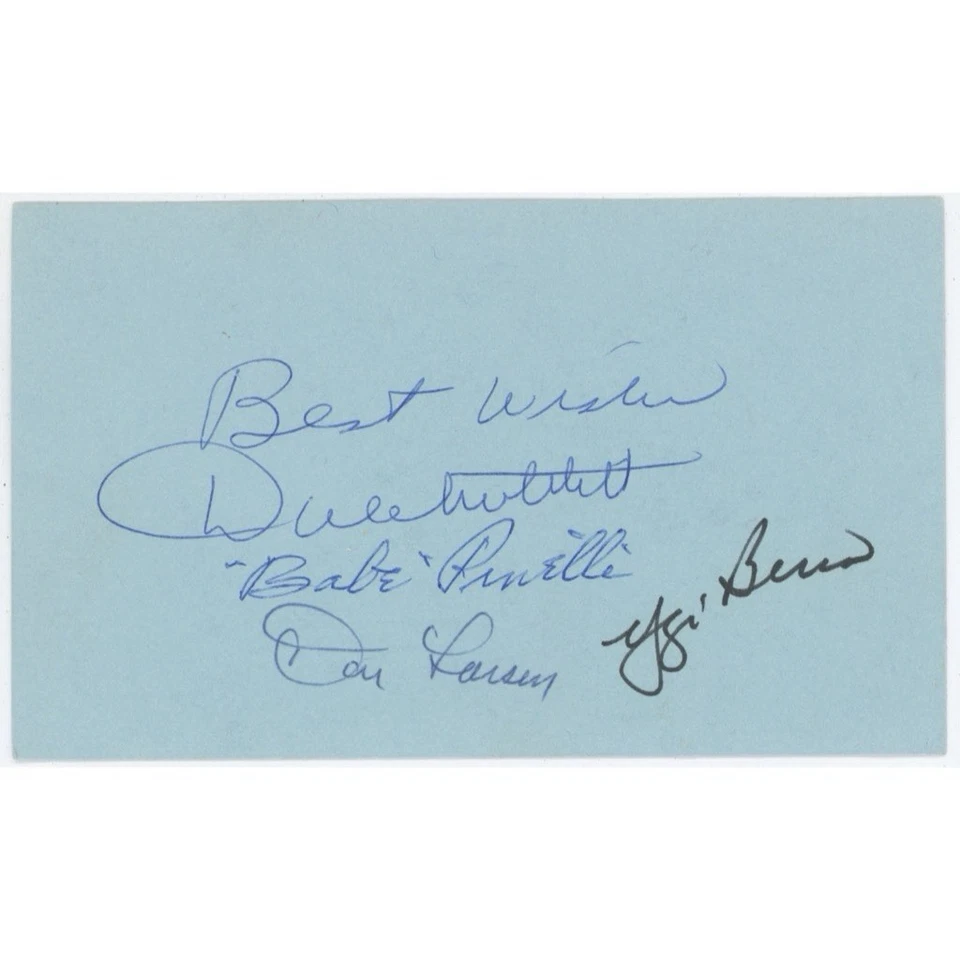 Don Larsen Signed Perfect Game YOGI BERRA & DALE MITCHELL & BABE PINELLI JSA LOA - Image 1 of 2