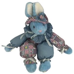 Vintage Joelson Hase Kaninchen Plüsch 17 Zoll blau Patchwork Rüschen Stofftier 1994 - Bild 1 von 8