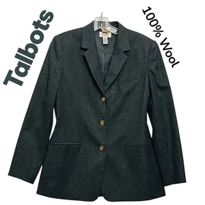 Vintage Talbots 100 % Wolle Blazer anthrazit Goldknöpfe Old Money Chic Academia Gr. 6 - Bild 1 von 14