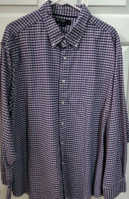 Camisa para hombre Cremieux 38 2XL púrpura a cuadros 100 % algodón manga larga abotonada Foto 1 de 4