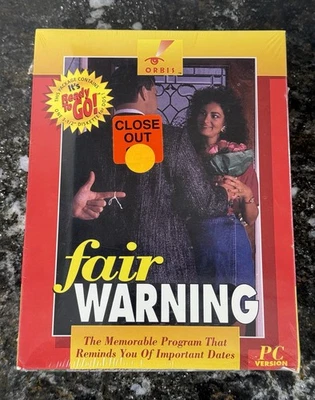 VINTAGE Fair Warning Software (Orbis, 1994) BIG BOX PC FACTORY SEALED RARE!! - Image 1 of 4
