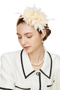 Cappello con fascia Fascinators US, Alpha, taglia unica, beige - Foto 1 di 3