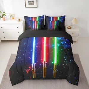 Juego de edredón sable de luz 3D Galaxy con hojas verde azul rojo sable de luz 7 pi... - Imagen 1 de 7