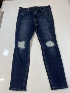 Hollister High-Rise Jeans Legging Gr. 13S 31x26 Distressed dunkelblau - Bild 1 von 13