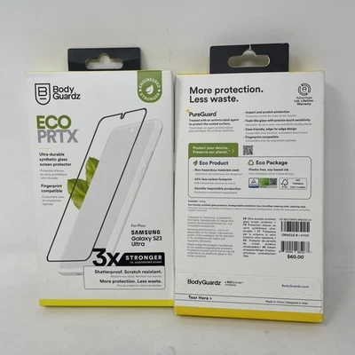 2x BodyGuardz ECO PRTX Synthetic Glass Screen Protector Samsung Galaxy S23 Ultra - Image 1 of 3