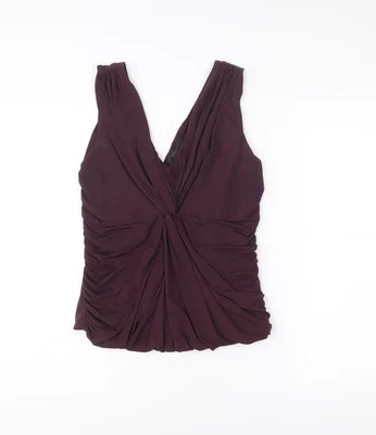 Blusa envolvente acanalada con cuello en V sin mangas morada talla 14 Coast para mujer Foto 1 de 4