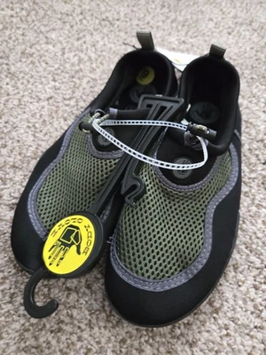 *NWT* BODY GLOVE Aqua Sock BEACHCOMBER2 Slip On Water Shoes Black / Green Size 9 - Image 1 of 4