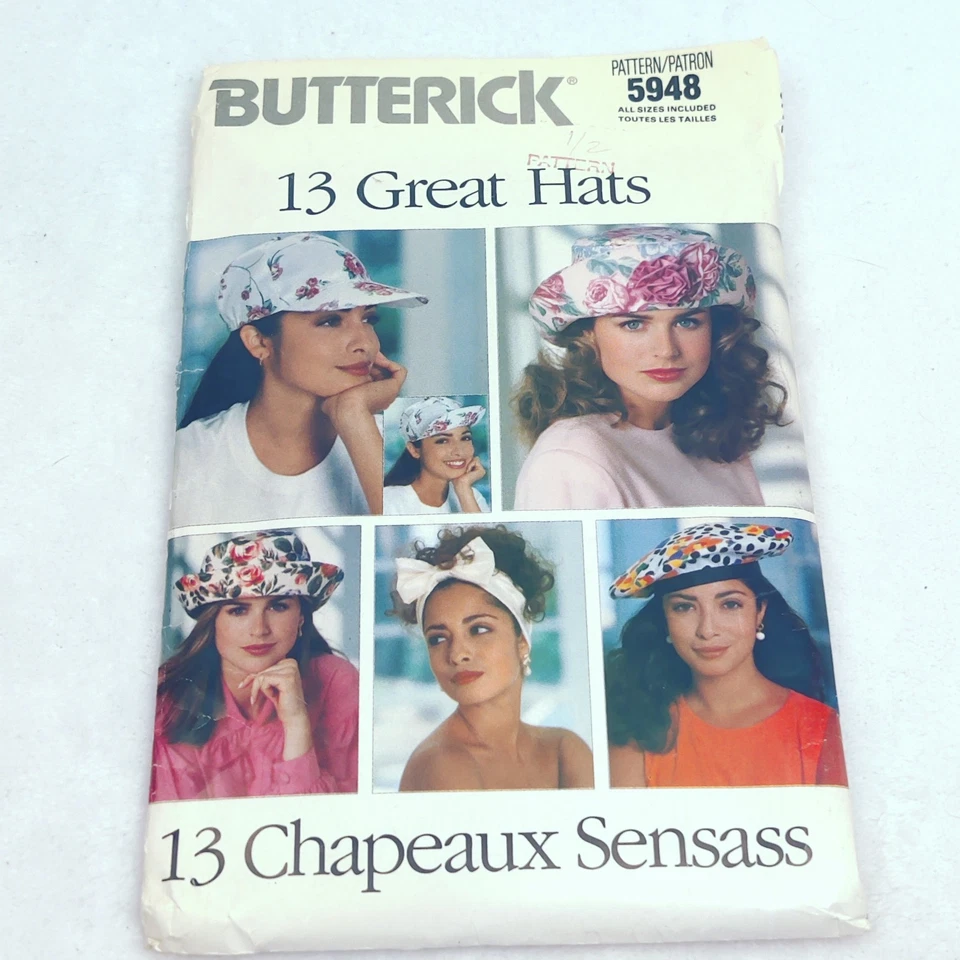 New Butterick Pattern 5948 Misses 13 GREAT HATS in Three sizes - Image 1 of 3