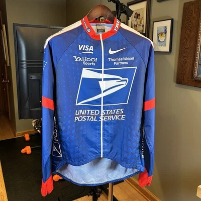 Футболка Nike USPS Trek Cycling с длинным рукавом на молнии сделано в Италии Lance Armstrong - Изображение 1 из 4