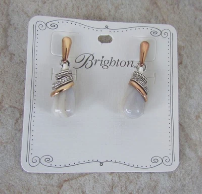 NUEVO Brighton Dos Tonos 'Anillos de Neptuno' Gris Bandas Ágata Pendientes Colgantes Precio de venta sugerido por el fabricante $78 Foto 1 de 3