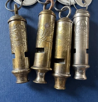 Four (4) Chinese GSWs General Service Whistles  Deer Pegasus Eagle CAL GAS Logos — 第 1/2 张图片