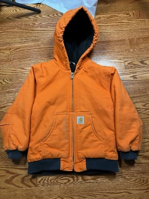 Chaqueta con Capucha Carhartt Niños Talla S (7-8) Naranja Ropa de Trabajo Reflectante Caza Foto 1 de 4
