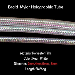 Tubo de Mylar trenzado nacarado materiales de atado cordón holográfico redondo peces mosca y - Imagen 1 de 22