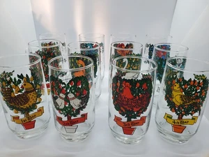 Vintage 12 Days Of Christmas Anchor Hocking Tumblers 12 Glasses - Picture 1 of 14