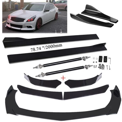 Front Bumper Chin Lip Splitter Spoiler Body Kit + Strut Rods For Infiniti M37 US - Image 1 of 4
