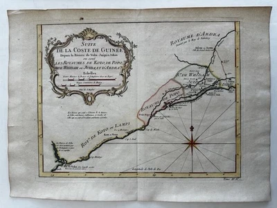 África Occidental Guinea Costa Juida Whidah Koto Popo 1747 mapa Bellin decorativo Foto 1 de 4