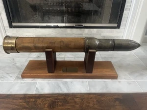 VINTAGE WW2 US WOOD DUMMY NAVY MK-6 PRACTICE WOOD LOAD With Stand - Picture 1 of 12
