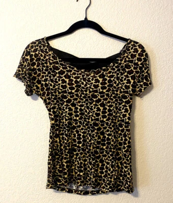 Leopard Cropped Top with Partial Open Back Straps, Size Medium - Image 1 of 3