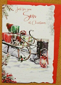 "Sohn Weihnachtskarte ~ eingelegt mit schönem Vers Special Sohn Weihnachten 9""x 6" - Bild 1 von 7