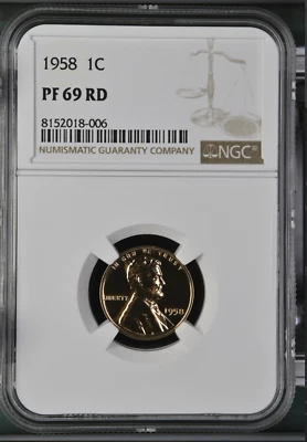 1958 Lincoln Wheat 1¢ NGC PF 69 RD - Image 1 of 2