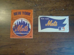 Baseball Stoffaufkleber 1968-72 (2) New York Mets Logo und Wimpel - Bild 1 von 5