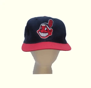 MLB NEW ERA CLEVELAND INDIANS BASEBALL VTG 80s WAHOO KOREA WOOL HAT CAP ONESIZE - Picture 1 of 7