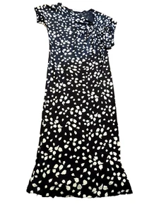 CHRISTIAN DIOR Paris sz 4 Black w Leaves DRESS Slinky Fitted Tie gathered Accent - Picture 1 of 12