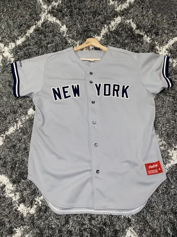 Rawlings New York Yankees 80s/90s Mickey Mantle Jersey Blue Grey Size Adult 48 Cover