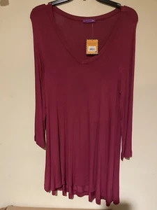 Mountain Mamas Womens Maroon V Neck 3/4 Sleeve Tunic Blouse Top Size XL - Picture 1 of 5