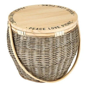 Wooden Picnic Basket Table with Long Handle 13 in x 11 in Peace. Love. Picnic. - Picture 1 of 7