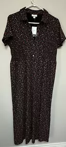 NWT J JILL Womens Black Red Floral Maxi Dress Button Smocked Cotton Stretch Med - Picture 1 of 10