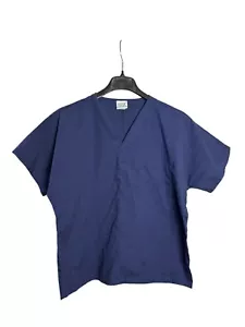 Vintage Simply Basic Womens Scrub Top Size M Navy Blue - Picture 1 of 4