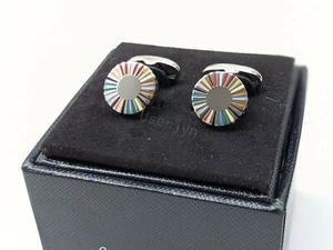 Gemelos circulares Paul Smith BNWT Signature borde de múltiples rayas PVP: £130 - Imagen 1 de 5