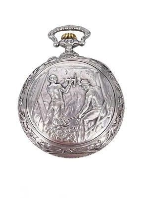 Übergroße Taschenuhr Systeme Glashütte Bergbau Motiv 70mm defekt - Bild 1 von 4