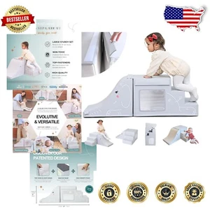 Non-Toxic Foam Climbing Blocks & Baby Slide - Elegant Playset for Toddlers 1-3 - Picture 1 of 11