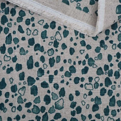 De Colección Lacefield Mezcla de Lino Tela "Calicó" Estampado Animal Lunares Verde 2 yardas Foto 1 de 4