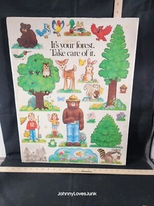 Póster impreso vintage 1984 Fire Smokey Bear “Its Your Forest” prevención de incendios - Imagen 1 de 1