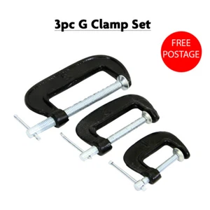 3pc Mini G Clamp Grip Set Small Screw C Clamps 25mm 50mm 75mm Wood Metal Work - Picture 1 of 1