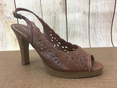ANNE MICHELLE Women's 'Sandy' Brown Leather Peep Toe Sandals Size (9) ---X12(8) - Image 1 of 4