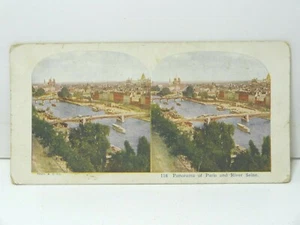Vintage StereoView Card Paris And River Seine (118) 7" x 3.5" - Picture 1 of 2