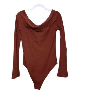 Free People Herbst kuscheliger schulterfreier Waffelstrick Body Damen XL terracota - Bild 1 von 9
