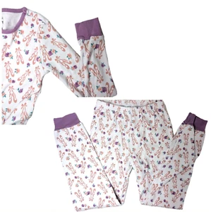 Janie Jack Pajama Set Girls Ballerina 100% Cotton Pajamas Floral Purple Size 8 - Picture 1 of 9