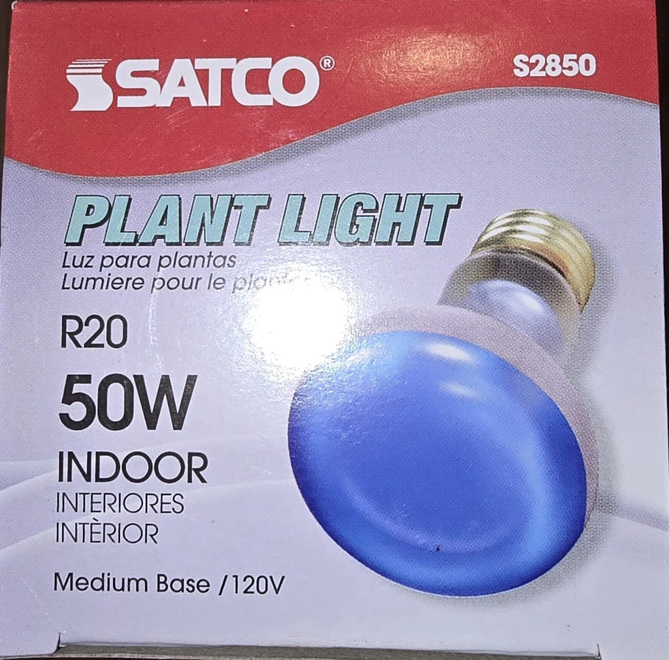 Satco S2850 50W 120 Voltios R20 Medio E26 Lámpara de Cultivo Planta Regulable Bombilla Reflector Foto 1 de 4