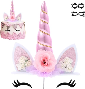 Unicorn Cake Topper Birthday Party Supplies Cute Handmade Cake Decoration Pink U - Picture 1 of 12